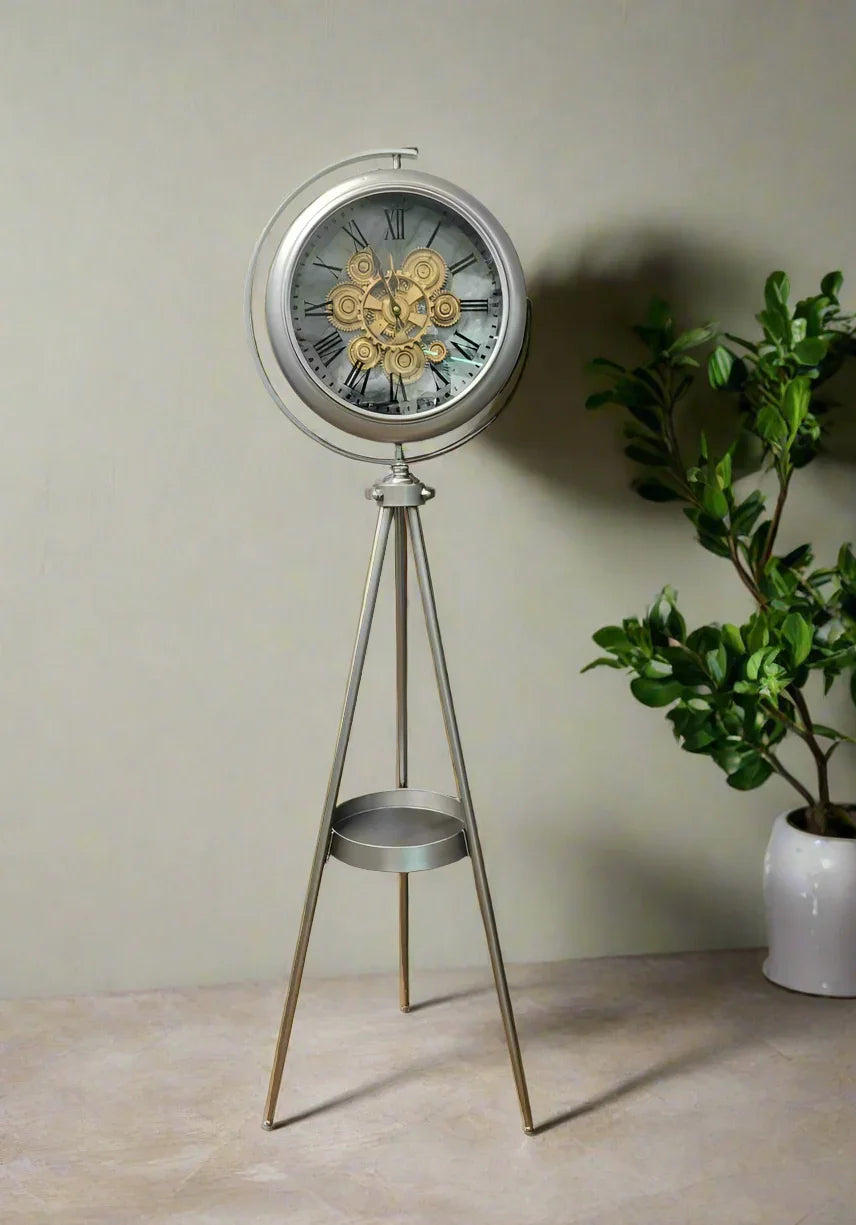 Luxury Vintage Tripod-Mounted Metal Clock 4